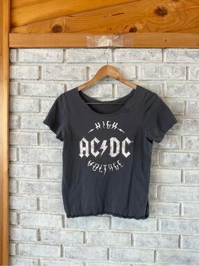 AC/DC Black Graphic Scoop-Neck Women's Tee